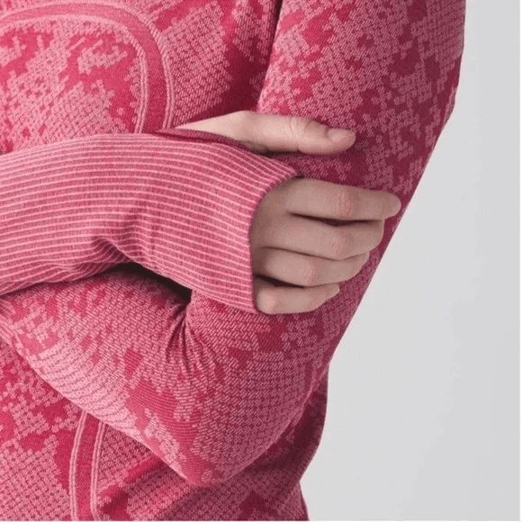 NWT lululemon Swiftly Tech L/S crew snake Pink/Cranberry thumbholes Sz 10 - Picture 3 of 13